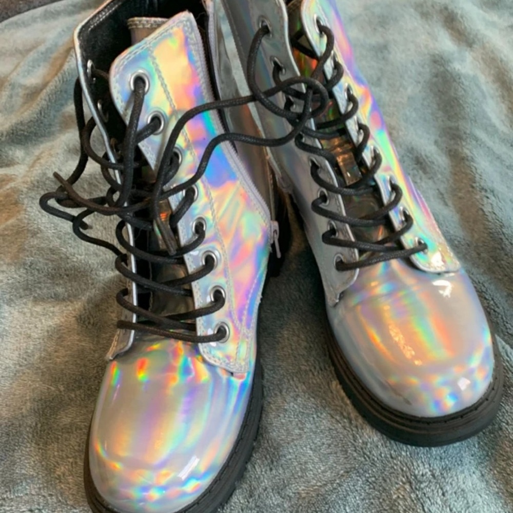 Kohl's Holographic Lace-Up Combat Boots